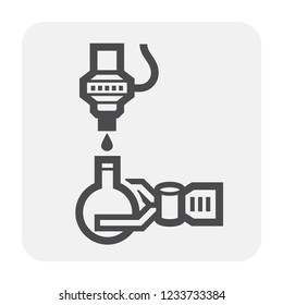 Chemical lab and tool icon design, black and outline.