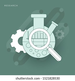 Chemical lab vector illustration. Chemistry icons. Concept of line icon with green theme