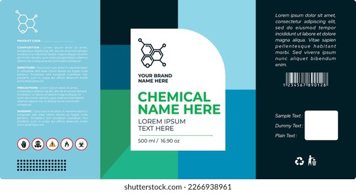 Chemical Label Design, Chemical Product, Hazardous Product Label Design, Cleaner Packaging, Cosmetic Packaging and Pharmaceutical Label Design Illustration Vector Template