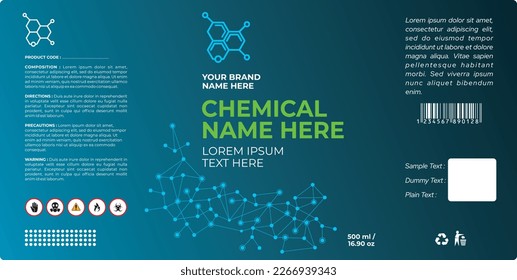 Chemical Label Design, Chemical Product, Hazardous Product Label Design, Cleaner Packaging, Cosmetic Packaging and Pharmaceutical Label Design Illustration Vector Template