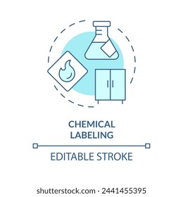 Chemical labeling soft blue concept icon. Sample management. Material safety, proper storage. Round shape line illustration. Abstract idea. Graphic design. Easy to use presentation, article