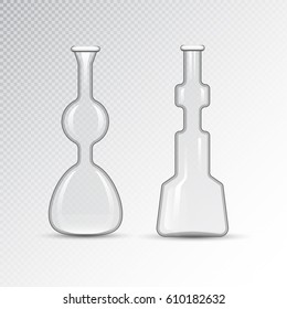 Chemical laboratory 3d lab flask medical equipment vector illustration.