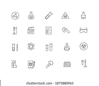 Chemical laboratory, biochemistry simple thin line icon vector illustration 
