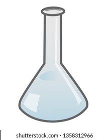 Chemical laboratory cartoon with blue liquid. Vector illustration