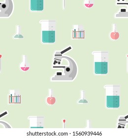 chemical laboratory equipment seamless pattern design