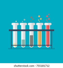Chemical laboratory equipment test tubes. Vector Illustration