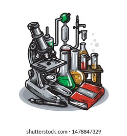 chemical laboratory equipment vector illustration