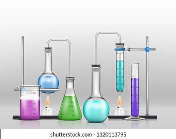 Chemical Laboratory Experiment 3d Realistic Vector Stock Vector ...