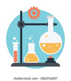 
Chemical laboratory experiment process flat icon
