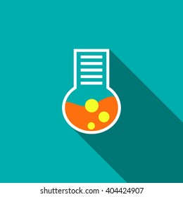 Chemical laboratory flask icon, flat style