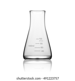 Chemical Laboratory Glassware Or Beaker. Glass Equipment Empty Clear Test Tube. EPS10 Vector