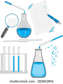 Chemical laboratory glassware. Vector