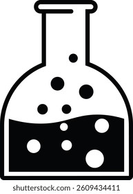Chemical laboratory icon. Chemical flask, beaker vector symbol isolated on transparent background. Ideal for science, chemistry, and research-themed projects. Vector illustration.