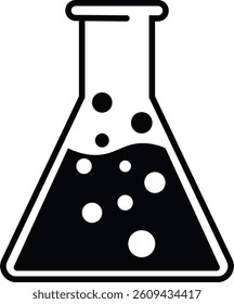 Chemical laboratory icon. Chemical flask, beaker vector symbol isolated on transparent background. Ideal for science, chemistry, and research-themed projects. Vector illustration.