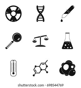 Chemical laboratory icon set. Simple style set of 9 chemical laboratory vector icons for web isolated on white background