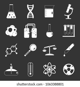 Chemical laboratory icons set vector white isolated on grey background 