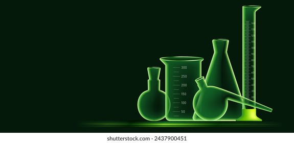 Chemical laboratory made from glassware. Vector illustration. Sketch for creativity.