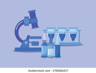chemical laboratory with medical equipment vector illustration design