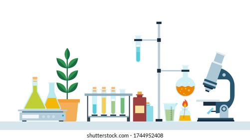 Chemisches Labor der Wissenschaft flache Vektorgrafik.