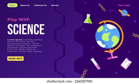 Chemical Laboratory, Science, Pharmaceutical Research Landing Page Template, Conduct Medical Analysis with Globe, Equipment Microscope and Glass Flasks background