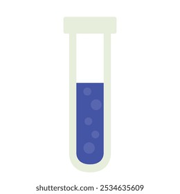 Chemical laboratory. Chemical test tube or flask isolated on a white background. Simple flat style. Chemistry theme. Scientific research vector illustration