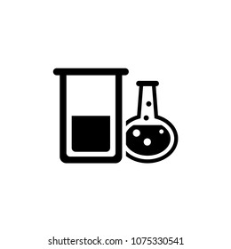 Chemical Laboratory Test Tube. Flat Vector Icon. Simple black symbol on white background