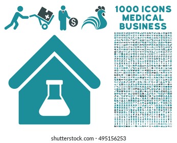 Chemical Labs Building icon with 1000 medical business soft blue vector design elements. Clipart style is flat bicolor symbols, white background.