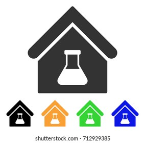 Chemical Labs Building icon. Vector illustration style is a flat iconic chemical labs building symbol with black, grey, green, blue, yellow color versions. Designed for web and software interfaces.