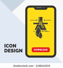 Chemical, Leak, Detection, Factory, pollution Glyph Icon in Mobile for Download Page. Yellow Background