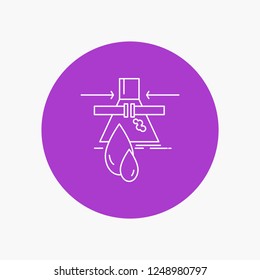 Chemical, Leak, Detection, Factory, pollution White Line Icon in Circle background. vector icon illustration