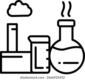 Diseño de ícono de Vector de línea química