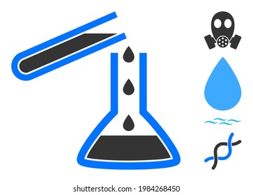 Chemical liquid glasses icon with flat style. Isolated vector chemical liquid glasses icon image on a white background, simple style. Some similar icons appended.