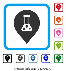 Chemical Map Marker icon. Flat gray iconic symbol in a light blue rounded frame. Black, gray, green, blue, red, orange color additional versions of Chemical Map Marker vector.