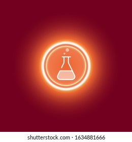 Chemical or medical research symbol icon.Linear bacteria, research, vial, test tubes vector illustration. Research,virus control. Flat illustration.Glowing yellow gold glitter on a red background.