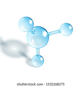 Chemical Methane Molecule Glossy Model Vector. Chemistry Science Gas Molecule. Reflective And Refractive Abstract Molecular Shine Connection Spheres Layout Concept Realistic 3d Illustration