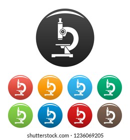 Chemical microscope icons set 9 color vector isolated on white for any design