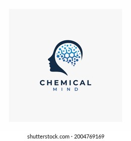Chemical Mind Brain Logo Design Vector Icon