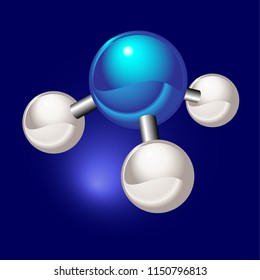 Chemical model of ammonia element NH3 molecule and molecular structure.