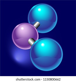 Chemical model of nitrogen dioxide element molecule and molecular structure. Dark background