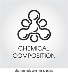 Chemical molecular icon in linear style. Atom structure contour logo. Black simplicity vector pictogram for your projects. Web label