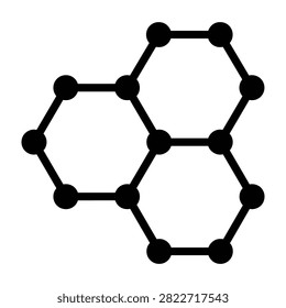 Chemical molecular structure of hexagonal benzene ring nodes with molecule chemistry structure