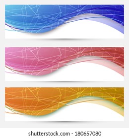 Chemical molecular web banners set. Vector illustration