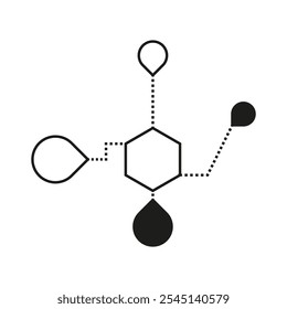 Chemical molecule icon. Organic connection shape. Network science symbol. Vector design.