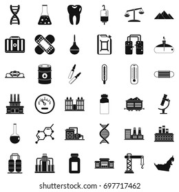 Chemical molecule icons set. Simple style of 36 chemical molecule vector icons for web isolated on white background