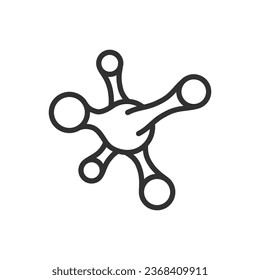 Molécula química, icono lineal. Línea con trazo editable
