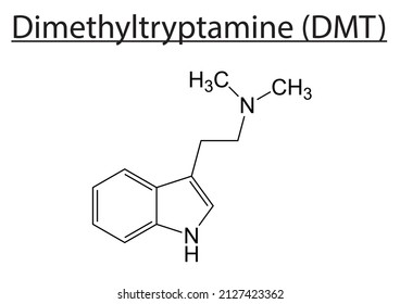 Struktur des chemischen Moleküls DMT - EPS Bearbeitbare Vektordatei