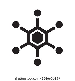 Chemical molecule structure glyph icon for science research atomic bond and chemistry compound formula vector graphic design vector solid glyph icon