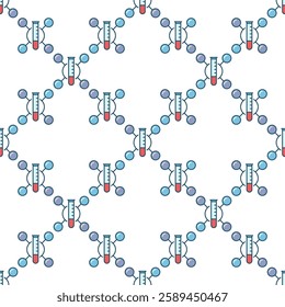 Chemical Molecule and Test Tube vector concept colored seamless pattern