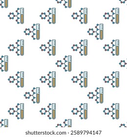 Chemical Molecule with Test-Tube vector Science concept colored seamless pattern