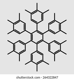 chemical monochrome polyaromatic snowflake